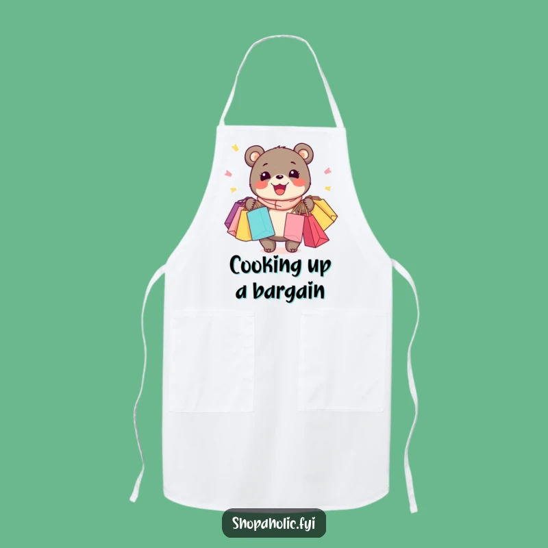 Funny Bear Shopping Apron: Joyful Shopper Bear, Perfect Kitchen Gift