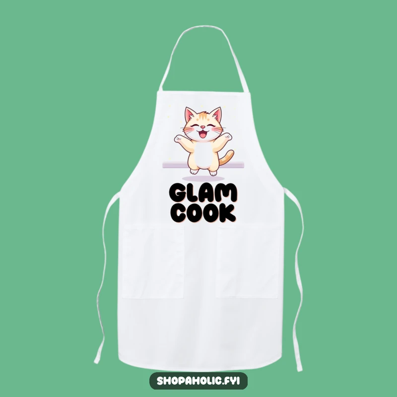 Funny Cat's Sparkle Kitchen Apron - Chef's Glam Humor Gift