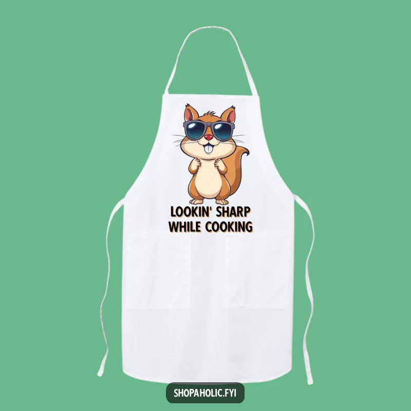 Funny Squirrel Sunglasses Apron: Energetic Style Kitchen & Accessory Wear, Gift