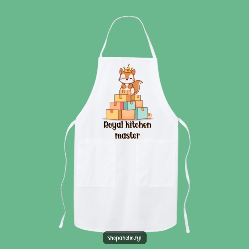 Funny Squirrel King Chef Apron: Mischievous Cardboard Kitchen Fun Gift