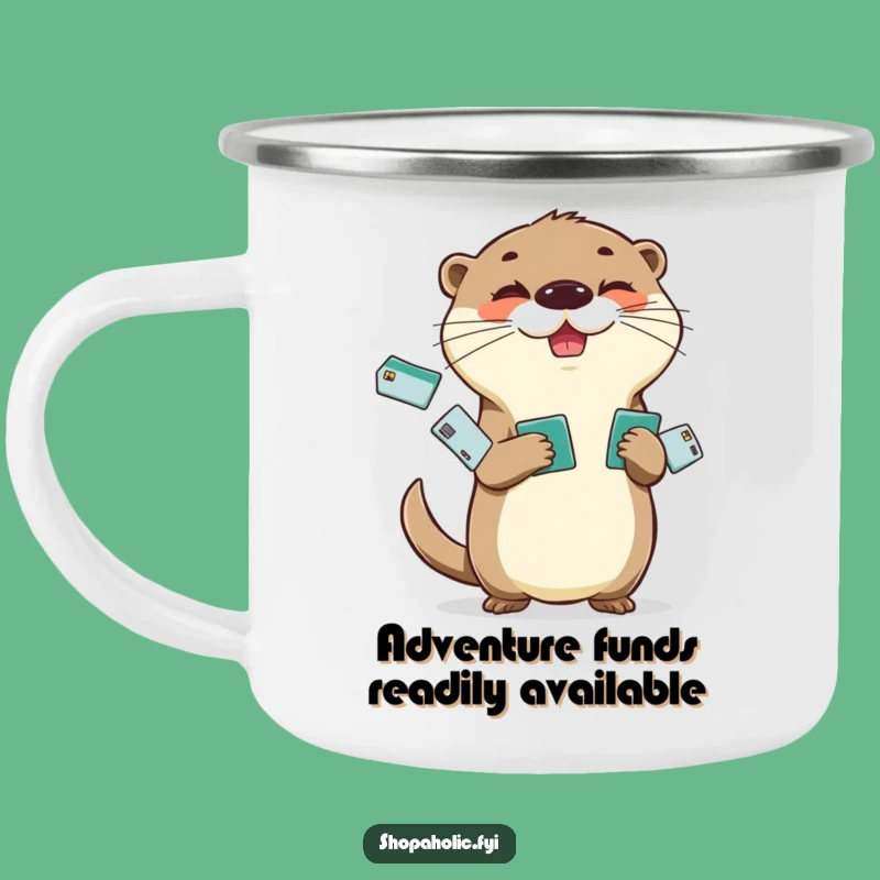 Funny Otter Credit Card Camping Mug: Juggling Otter Enamel Mug, Perfect Gift