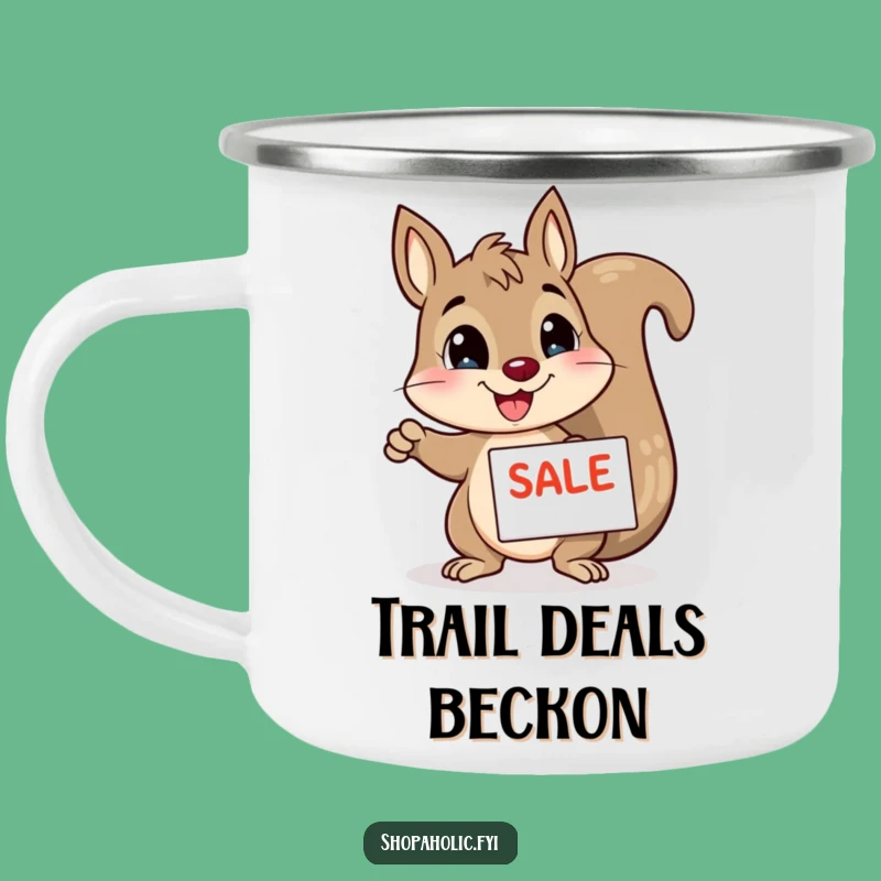 Funny Squirrel Camping Mug: Enthusiastic Sale Pointer for Outdoor Fun