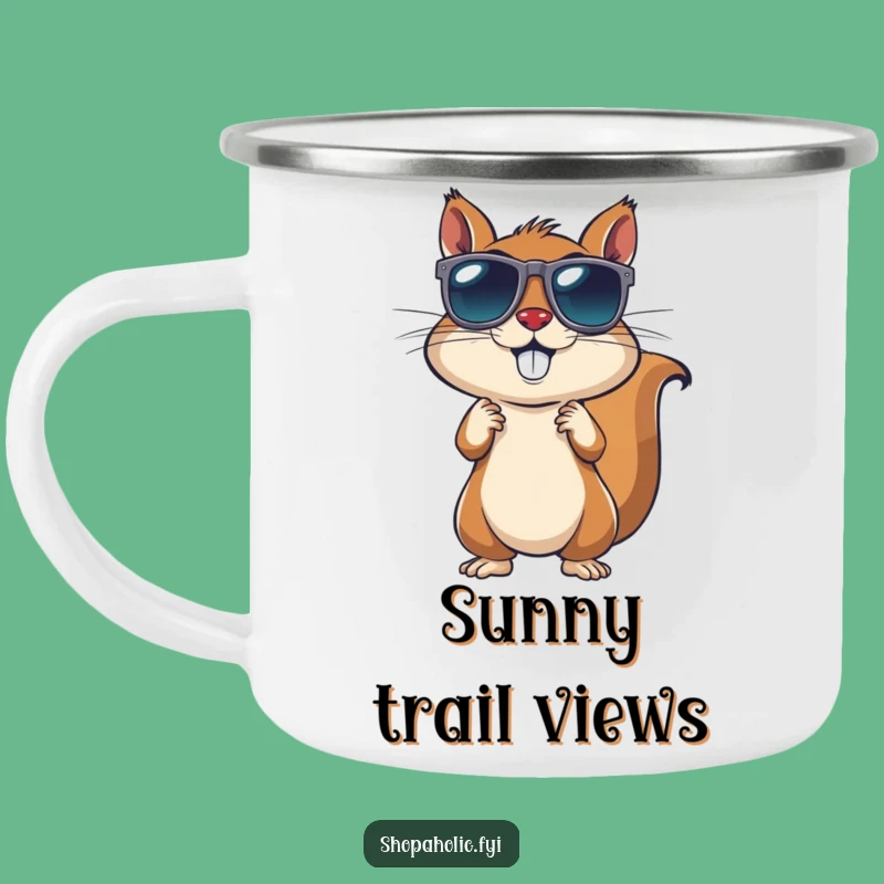 Funny Squirrel Sunglasses Camping Mug: Energetic Critter Outdoor Drinkware, Gift