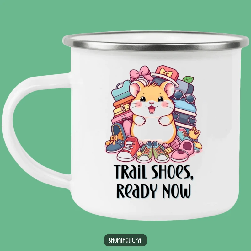 Funny Hamster Shoe Camping Mug: Cheerful Critter Outdoor Drinkware, Gift