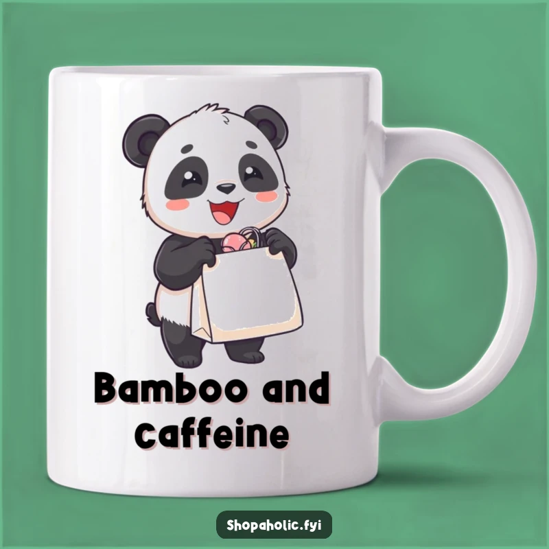 Funny Panda Mug: Overflowing Shopping Bag, Hilarious Shopping Spree Gift