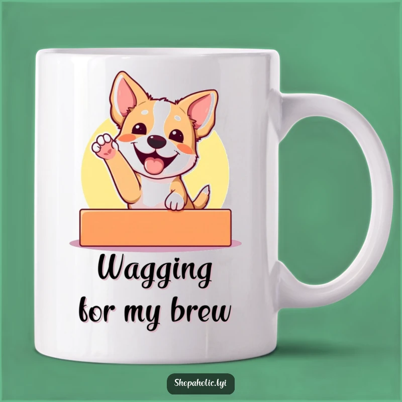 Funny Dog Mug: Excited Pup Reaching For Display, Perfect Funny Gift