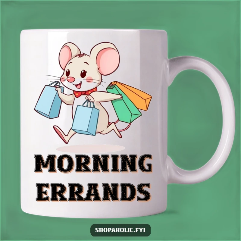 Funny Mouse Shopping Mug: Cheerful Haul Delight, A Perfect Funny Mug for Retail Lovers
