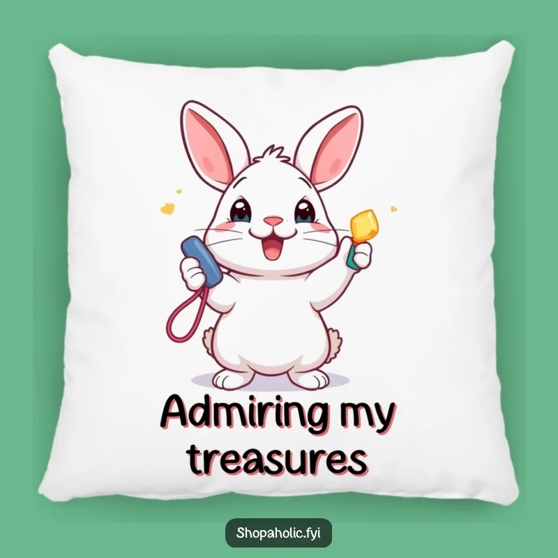 Funny Rabbit Pillow: Soft cushion with excited bunny and new accessory, a cozy gift.