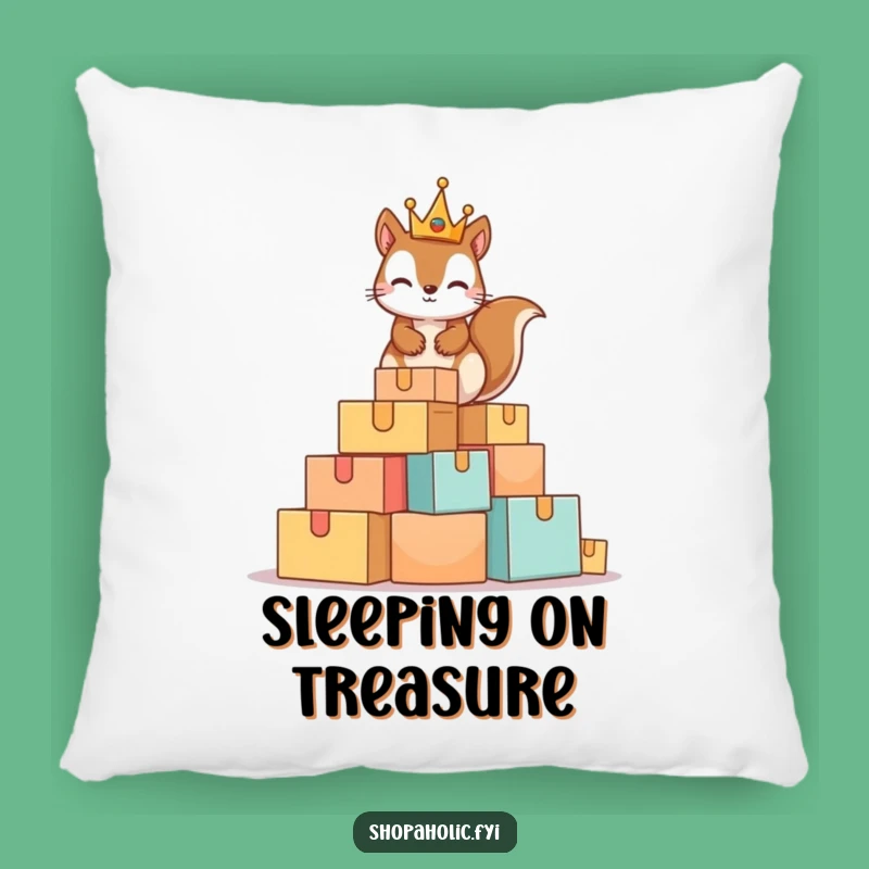 Funny Squirrel King Comfort Pillow: Soft Cardboard Mountain Rodent Accent Gift