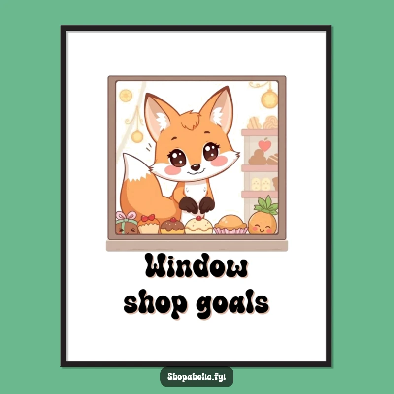 Funny Fox Digital Art: High-res print of wide-eyed fox eyeing treats, instant decor gift.