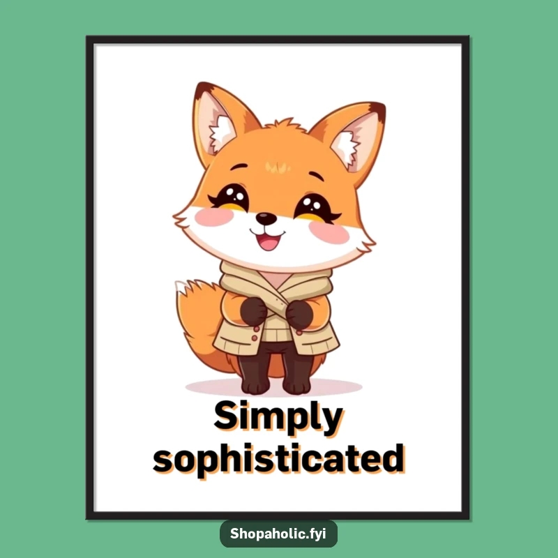 Funny Fox Fashion Digital Art: Stylish Fox Printable, Perfect Gift