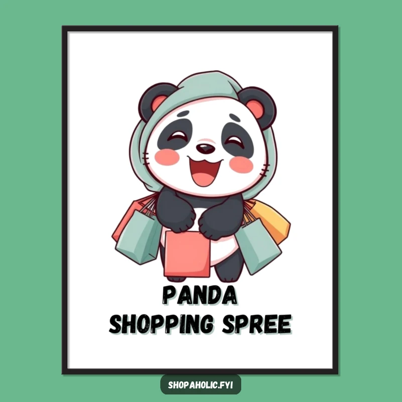 Funny Panda Shopping Digital Art: Hilarious Printable Decor For Shoppers