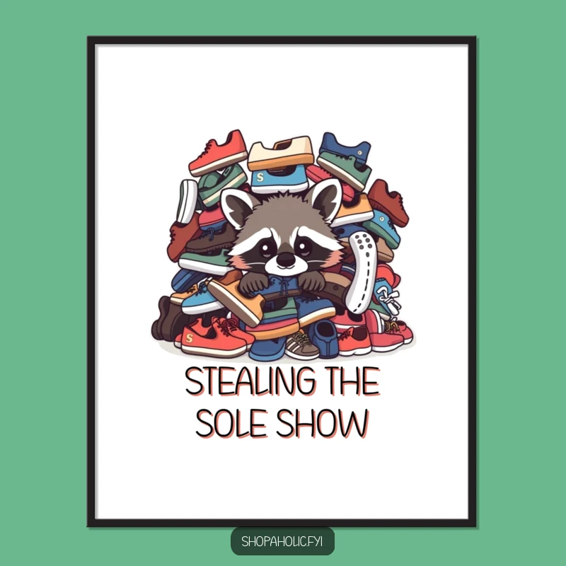 Funny Raccoon Digital Art: Hilarious Printable Decor for Shoe Enthusiast Homes