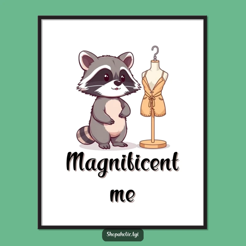Funny Raccoon Mannequin Digital Print: Mischievous Style Art for Walls, Decor