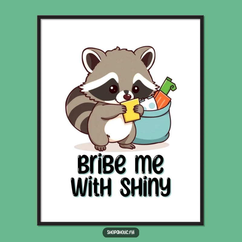 Funny Raccoon Sneaky Art Print - Decorate with playful mischief, a funny gift!