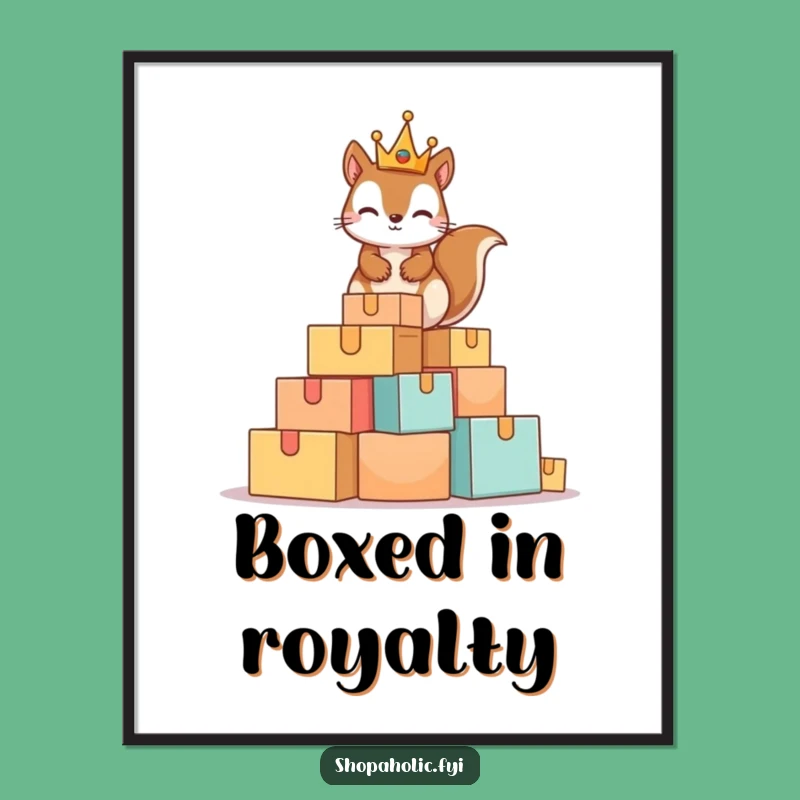Funny Squirrel King Cardboard Digital Print: Mischievous Rodent Wall Art Gift