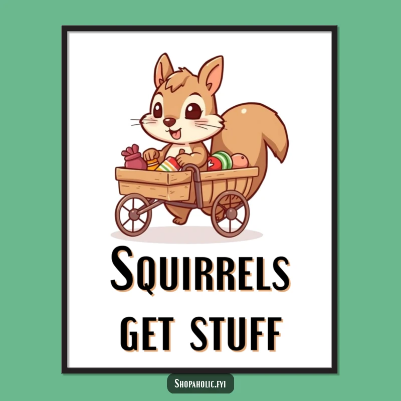 Funny Squirrel Cart Digital Print: Hilarious Art for Ambitious Spaces