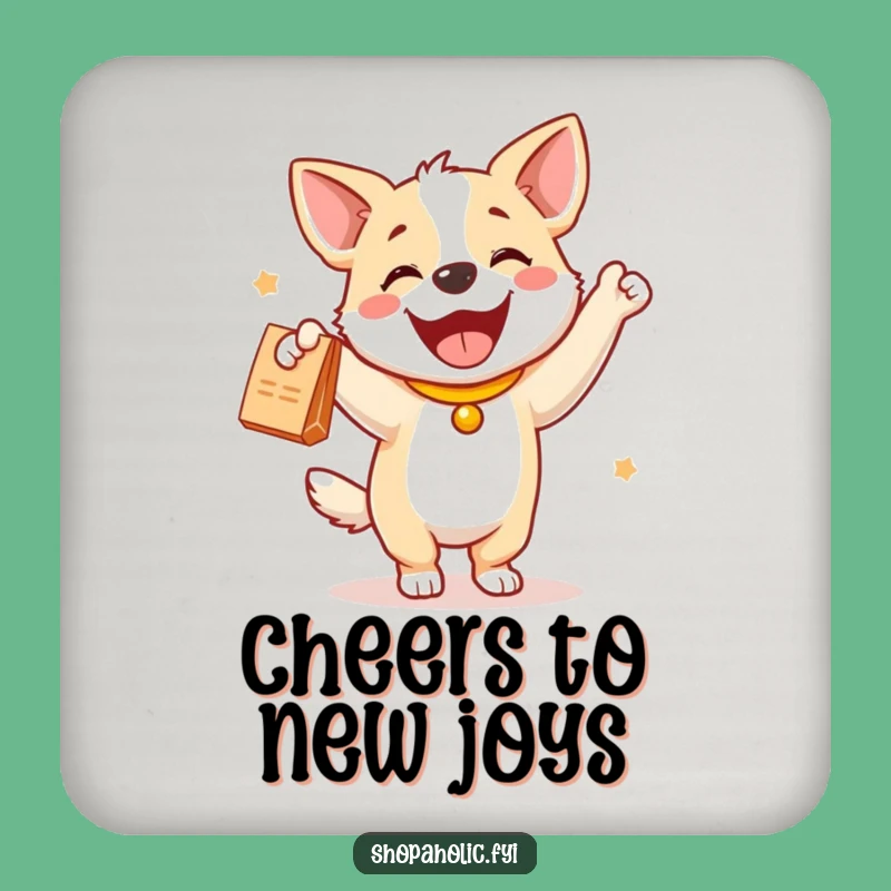 Funny Dog Happy Hour Coaster - Protect surfaces with this funny gift!