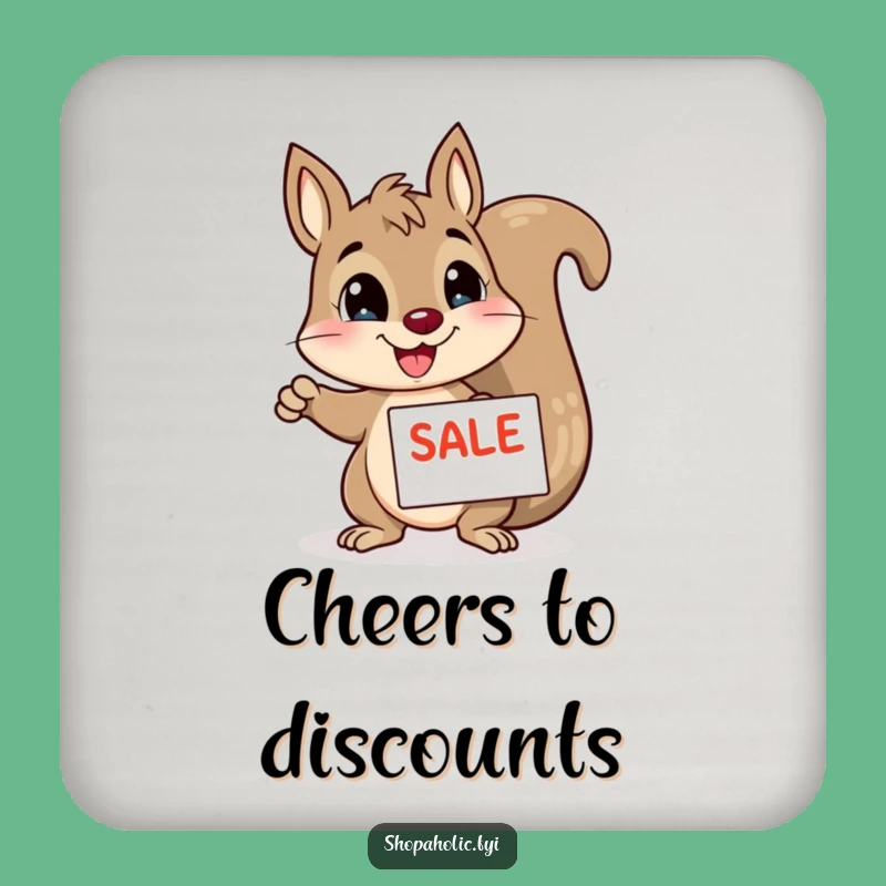 Funny Squirrel Coaster: Enthusiastic Sale Pointer Protects Surfaces