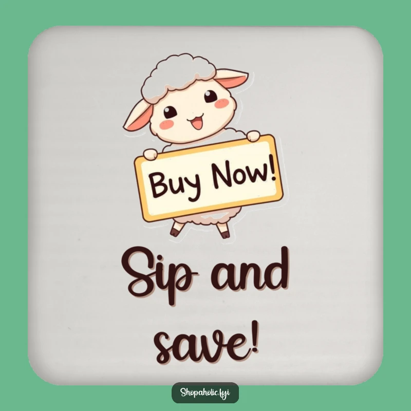 Funny Sheep Buy Now Coaster Set - Enthusiastic Table Protection
