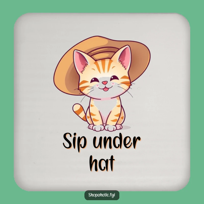 Funny Cat Hat Coaster Set: Protect Surfaces with Hilarious Style