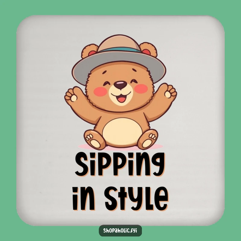 Funny Bear Hat Coasters: Protect Surfaces with Flair!