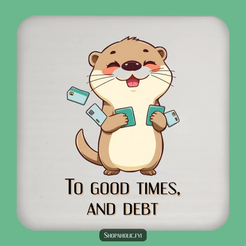 Funny Otter Credit Card Coasters: Juggling Otter Set, Protect Surfaces Gift