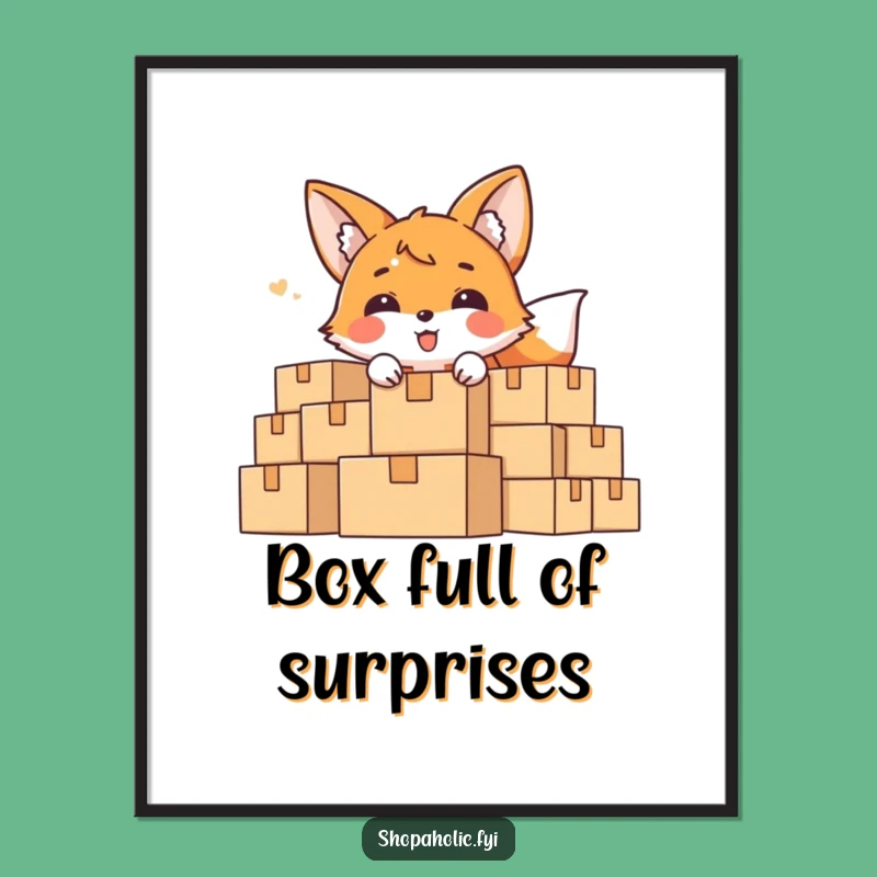 Funny Fox Hider Poster: Delighted Art of Character Peeking, Gift