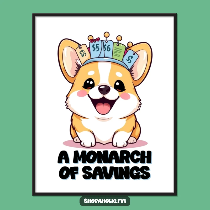 Funny Corgi Crown Poster: Hilarious Wall Art for Dog Lovers and Shoppers