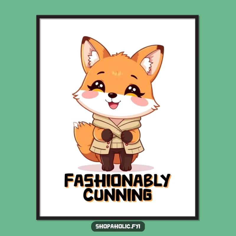 Funny Fox Fashion Poster: Stylish Fox Wall Art, Perfect Funny Gift
