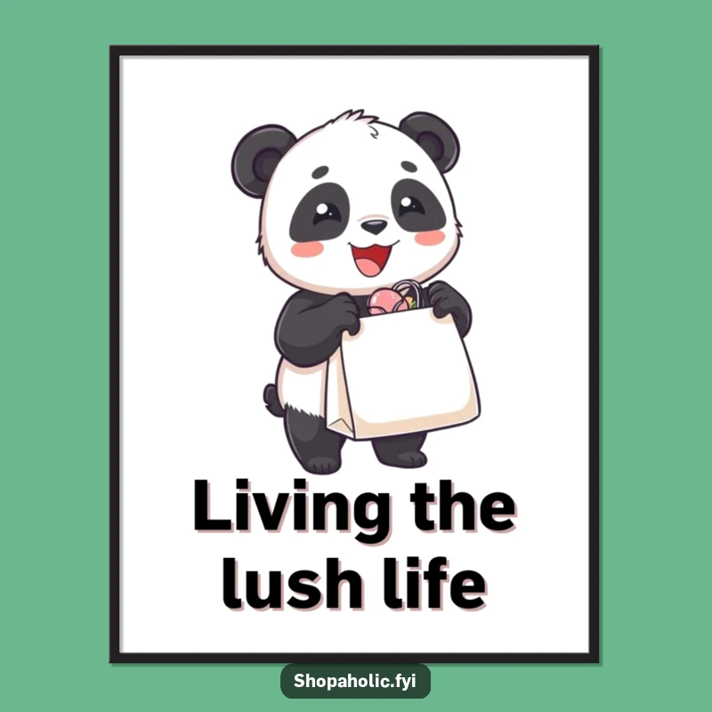 Funny Poster Art: Panda Shopping Spree, Hilarious Wall Decor