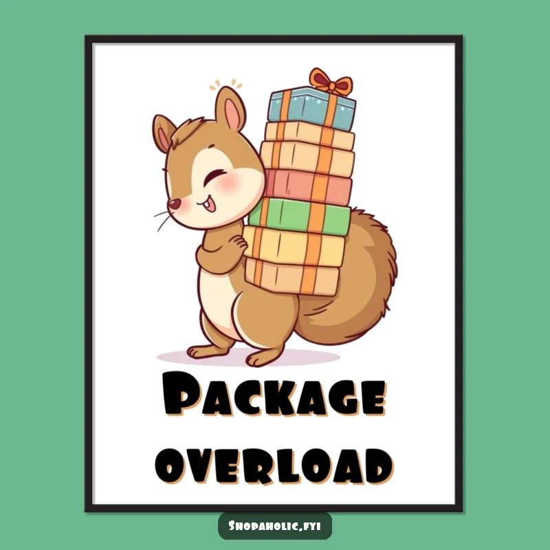 Funny Squirrel's Balancing Act Poster - Whimsical Wall Art