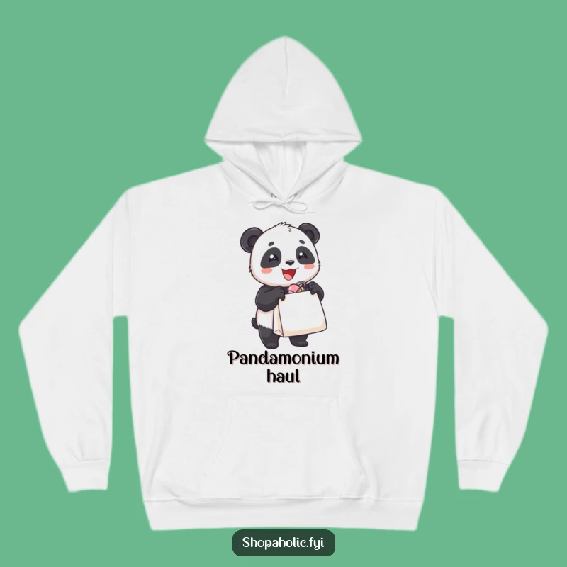 Funny Hoodie: Panda Overflowing Shopping Bag, Cozy Shopper Apparel