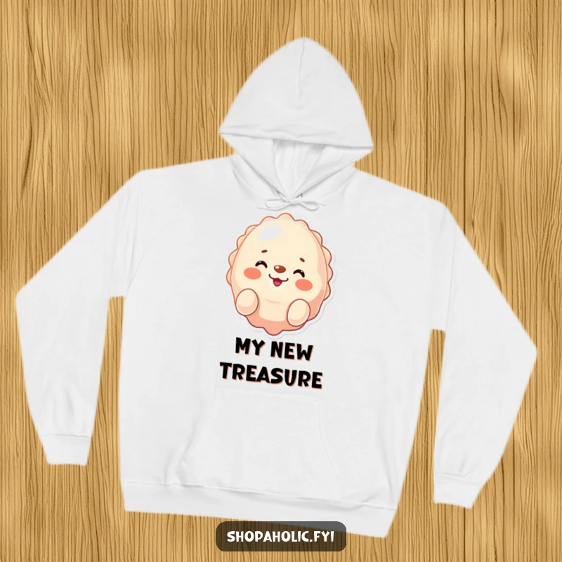 Funny seal hoodie, winking and smiling while presenting a new shiny purchase, symbolizing accomplishment and happiness, a great funny gift.