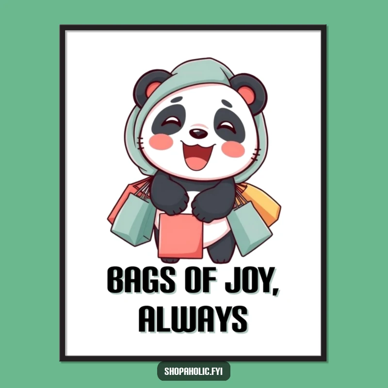 Funny Free Printable Wall Art: Panda Shopping Spree Humor, Downloadable Art!