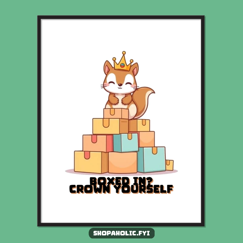 Free Printable Squirrel Art: Funny Crown King Design Downloadable Wall Decor