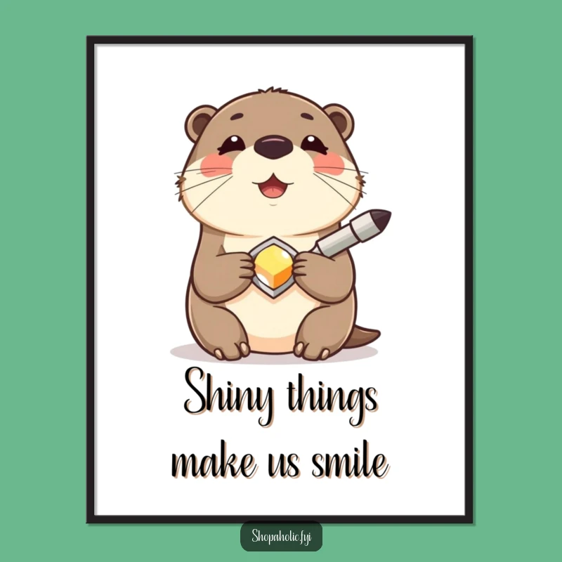 Free Printable Otter Art: Happy Accessory Design Downloadable Wall Decor