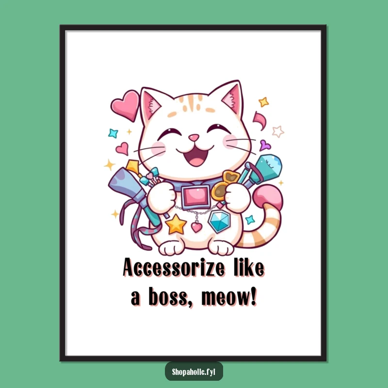 Free Printable Wall Art: Cat Sparkle Accessories Funny Downloadable Decor