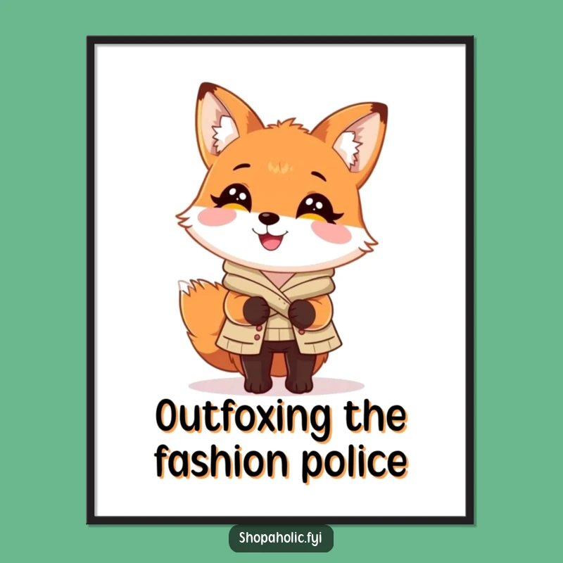 Free Printable Wall Art: Delectable Fox Fashion, Whimsical Downloadable Decor