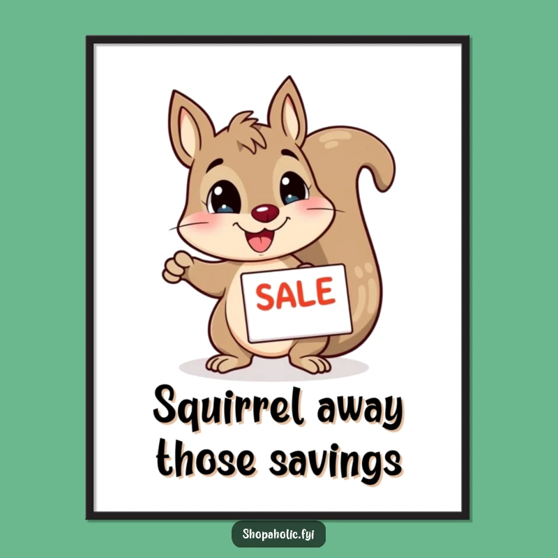 Free Printable Wall Art: Humorous Squirrel Sale Enthusiast, Downloadable Decor!