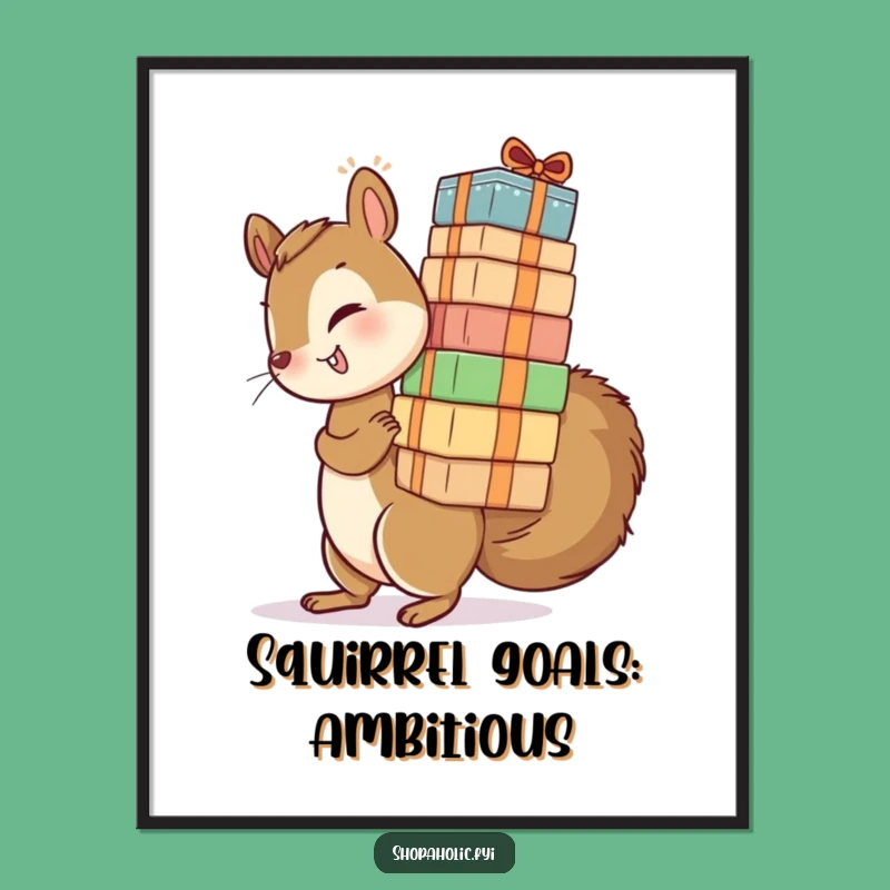 Free Printable Wall Art: Squirrel's Balancing Act, Quirky Downloadable Decor