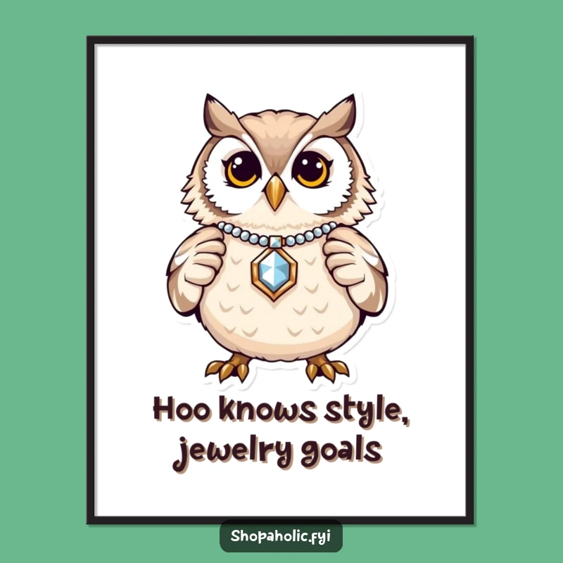 Free Printable Wall Art: Owl's Shiny Treasure - Elegant Downloadable Decor