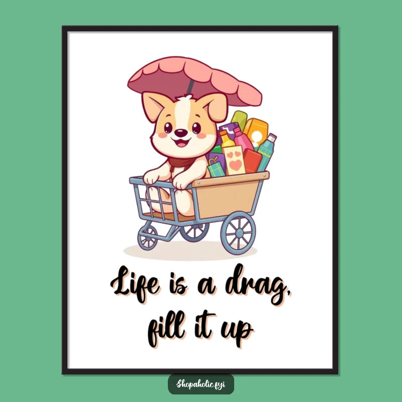 Free Printable Wall Art: Dog Cart Decor, Colorful Merchandise Art
