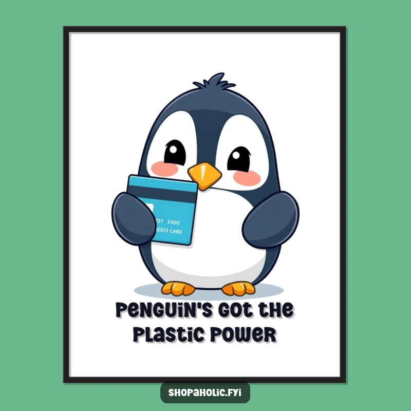 Free Printable Wall Art: Penguin's Credit Card Bliss, Hilarious Downloadable Decor!