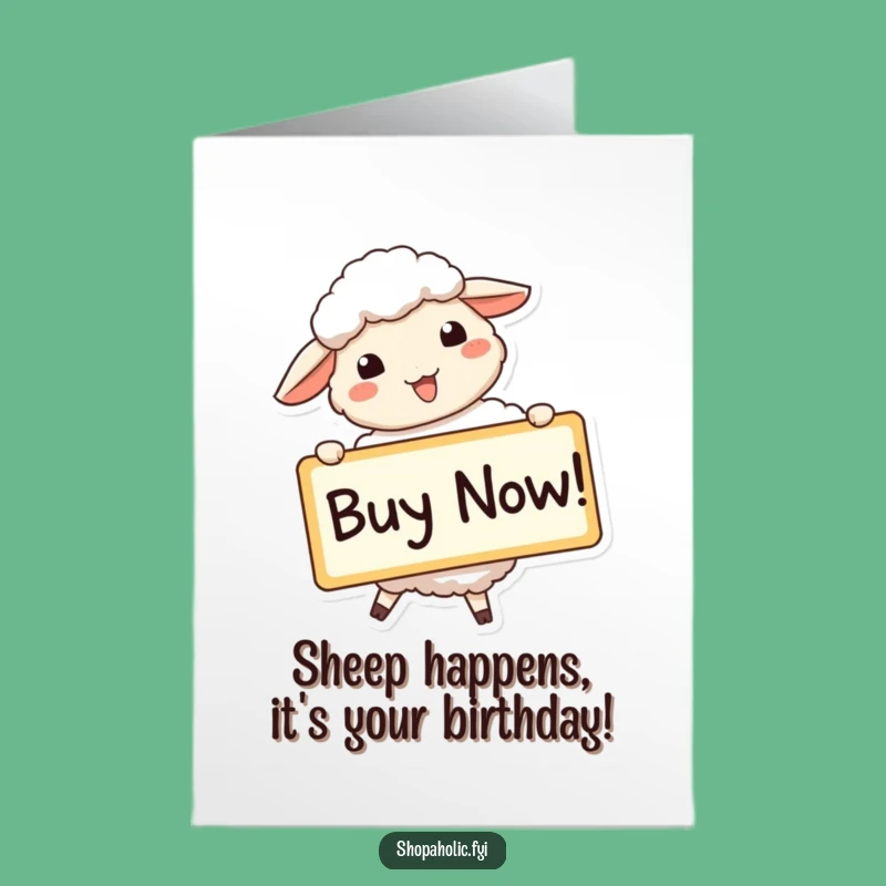 Free Printable Birthday Card: Enthusiastic Sheep Buy Now Funny Downloadable Gift