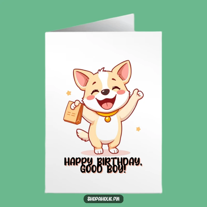 Free Printable Birthday Card: Happy Dog's New Toys, Funny Downloadable Gift