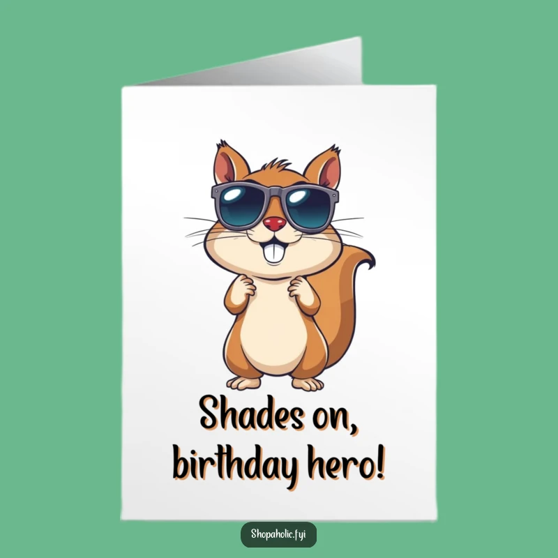 Free Printable Birthday Card: Squirrel's Cool Shades - Funny Downloadable Gift
