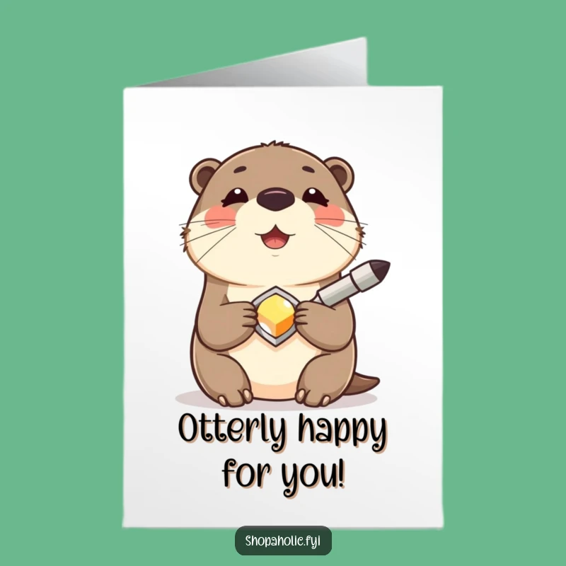 Free Printable Otter Birthday Card: Happy Accessory Design Downloadable Gift