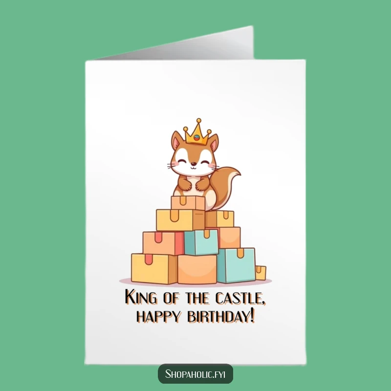 Free Printable Squirrel Birthday Card: Funny Crown King Design Downloadable Gift