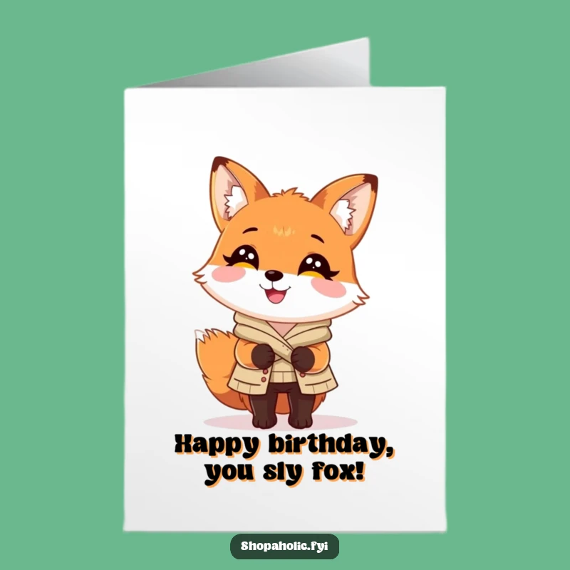 Free Printable Birthday Card: Stylish Fox Fashion Fun, Chic DIY Digital Gift
